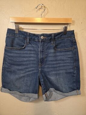 Old Navy Dark Blue Rolled-Hem Denim Shorts Size 10
